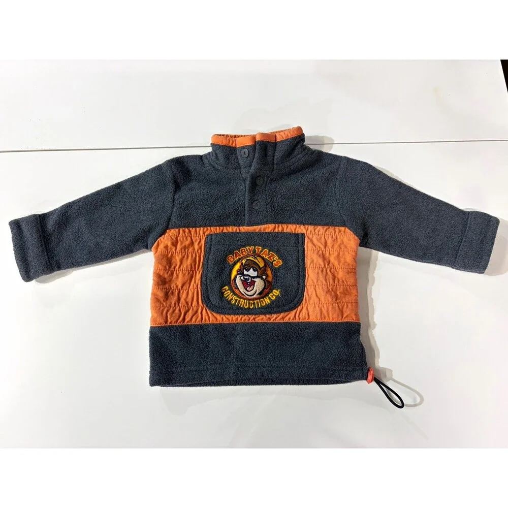Vintage/Y2K Baby Looney Tunes Taz Colorblock Fleece Pullover Jacket 12M